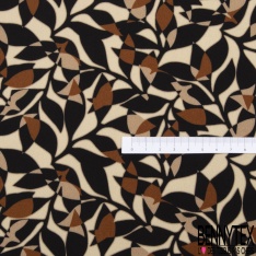 Fibranne viscose imprimé mosaïque noir orchidée beige taupe