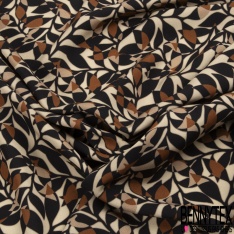 Fibranne viscose imprimé mosaïque noir orchidée beige taupe