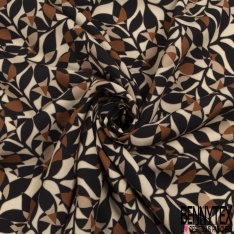 Fibranne viscose imprimé mosaïque noir orchidée beige taupe