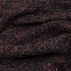 Jacquard coton polyester chiné orange brûlé olive noir lurex or