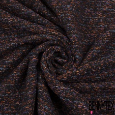 Jacquard coton polyester chiné orange brûlé olive noir lurex or