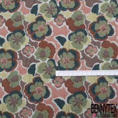 Jacquard coton polyester motif géométrique amérindien vintage