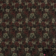 Jacquard coton polyester motif grande tâche noir fond bûche des bois