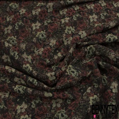 Jacquard coton polyester motif grande tâche noir fond bûche des bois