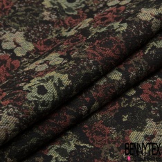 Jacquard coton polyester motif grande tâche noir fond bûche des bois