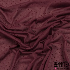 Jersey polyester fin flammé noir motif plumetis projection velours lie de vin