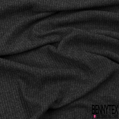 Maille côtelée 2x5 viscose fine sang de taureau chiné noir