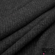 Maille côtelée 2x5 viscose fine sang de taureau chiné noir