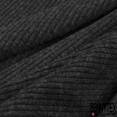 Maille côtelée 2x5 viscose fine sang de taureau chiné noir