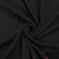 Milano jacquard viscose motif floral ton sur ton noir