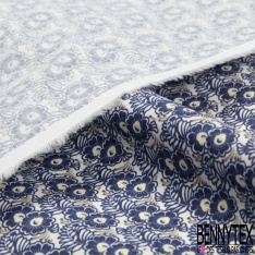 Popeline coton 120 fils motif baroque brique beige mouillé kaki fond bleu nuit