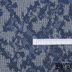 Jacquard coton polyester motif léopard noir or de pépite fond chiné noir blanc