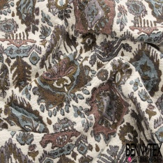 Jacquard coton polyester motif rayure fantaisie géométrique lurex or