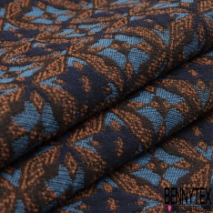 Jacquard coton polyester imprimé girafe bleu nuit fond chiné bel crépuscule bleu nuit