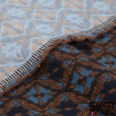 Jacquard coton polyester imprimé girafe bleu nuit fond chiné bel crépuscule bleu nuit