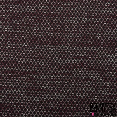 Milano jacquard viscose motif mini losange chiné lie de vin blanc fond noir