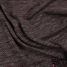 Milano jacquard viscose motif mini losange chiné lie de vin blanc fond noir