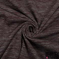 Milano jacquard viscose motif mini losange chiné lie de vin blanc fond noir