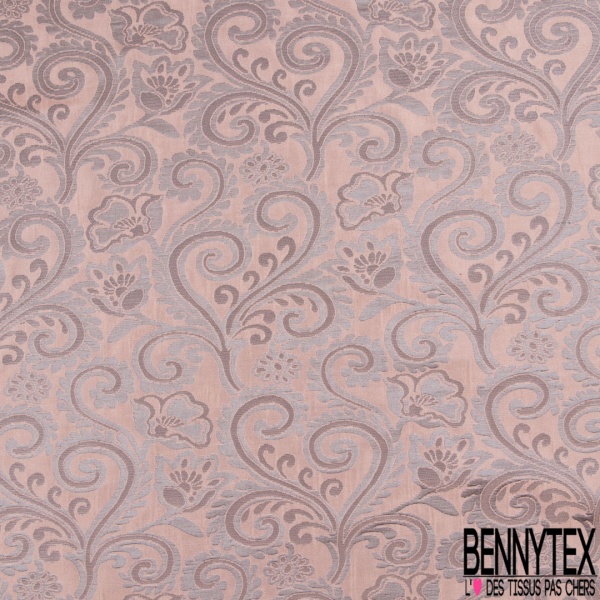 Brocart haute couture fabriqué en France motif floral cachemire blush lurex multicolore irisé