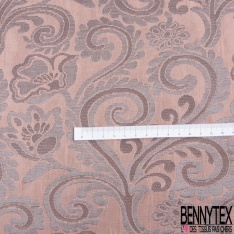 Brocart haute couture fabriqué en France motif floral cachemire blush lurex multicolore irisé