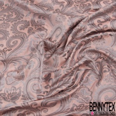 Brocart haute couture fabriqué en France motif floral cachemire blush lurex multicolore irisé