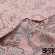 Brocart haute couture fabriqué en France motif floral cachemire blush lurex multicolore irisé