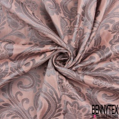 Brocart haute couture fabriqué en France motif floral cachemire blush lurex multicolore irisé