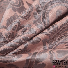 Brocart haute couture fabriqué en France motif floral cachemire blush lurex multicolore irisé