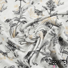 Jacquard coton polyester gaufré 3D motif floral baroque crème blé