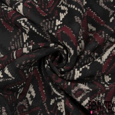 Jacquard coton polyester motif cachemire bleu roi lurex noisette fond noir