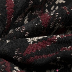 Jacquard coton polyester motif cachemire bleu roi lurex noisette fond noir