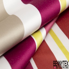Satin d'ameublement coton polyester semi rigide uni aurore rouge