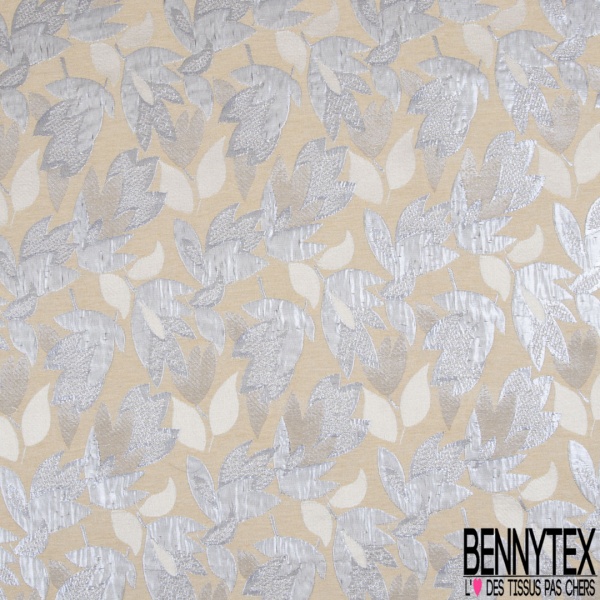 Jacquard coton polyester motif bulle charbon bleu charron satiné beige satiné fond canon de fusil