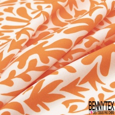 Fibranne viscose imprimé géométrique abstrait noir blanc optique orange beige bordeaux