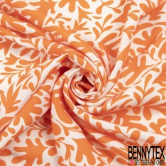 Fibranne viscose imprimé géométrique abstrait noir blanc optique orange beige bordeaux