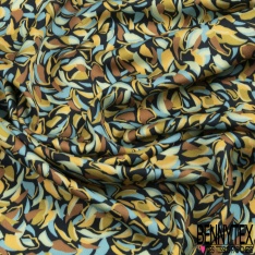 Viscose satinée motif géométrique noir orchidée