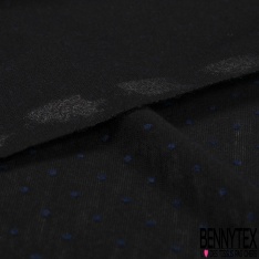 Jersey polyester fin flammé noir motif plumetis projection velours lie de vin