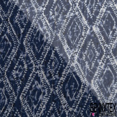 Coupon 3m mousseline krinkle imprimé losange tribal marbré marine fine rayure verticale lurex or