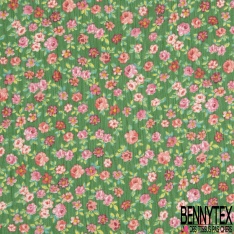 Coupon 3m mousseline krinkle imprimé mini rose multicolore fond bleu roi fine rayure verticale lurex or