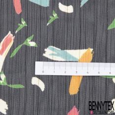 Coupon 3m mousseline krinkle imprimé patchwork amérindien fine rayure verticale lurex or