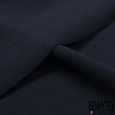 Jersey coton piqué fin uni bleu nuit chiné