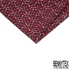 Coupon 3 m Microfibre impression petit triangle fond bordeaux