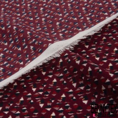 Coupon 3 m Microfibre impression petit triangle fond bordeaux