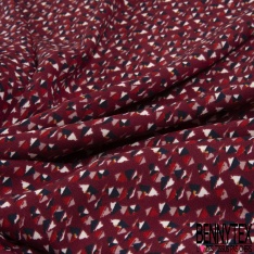 Coupon 3 m Microfibre impression petit triangle fond bordeaux