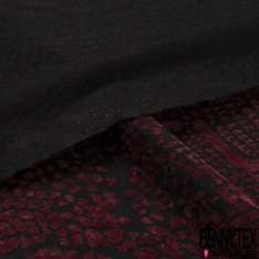 Jersey polyester fin flammé motif peau de serpent velours ton sur ton bordeaux