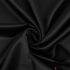 Coupon 3m Satin duchesse fin uni noir