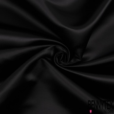 Satin duchesse sergé uni noir profond