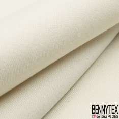 Sergé viscose polyester uni blanc cassé