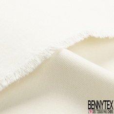 Sergé viscose polyester uni blanc cassé