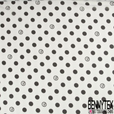 Mousseline georgette polyester imprimé pois blanc optique fond noir